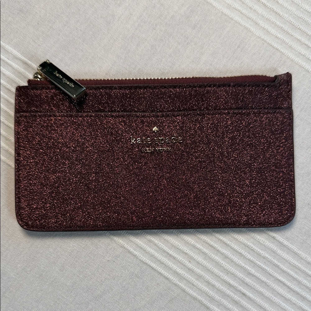 kate spade Metallic Plum Glitter Card Holder